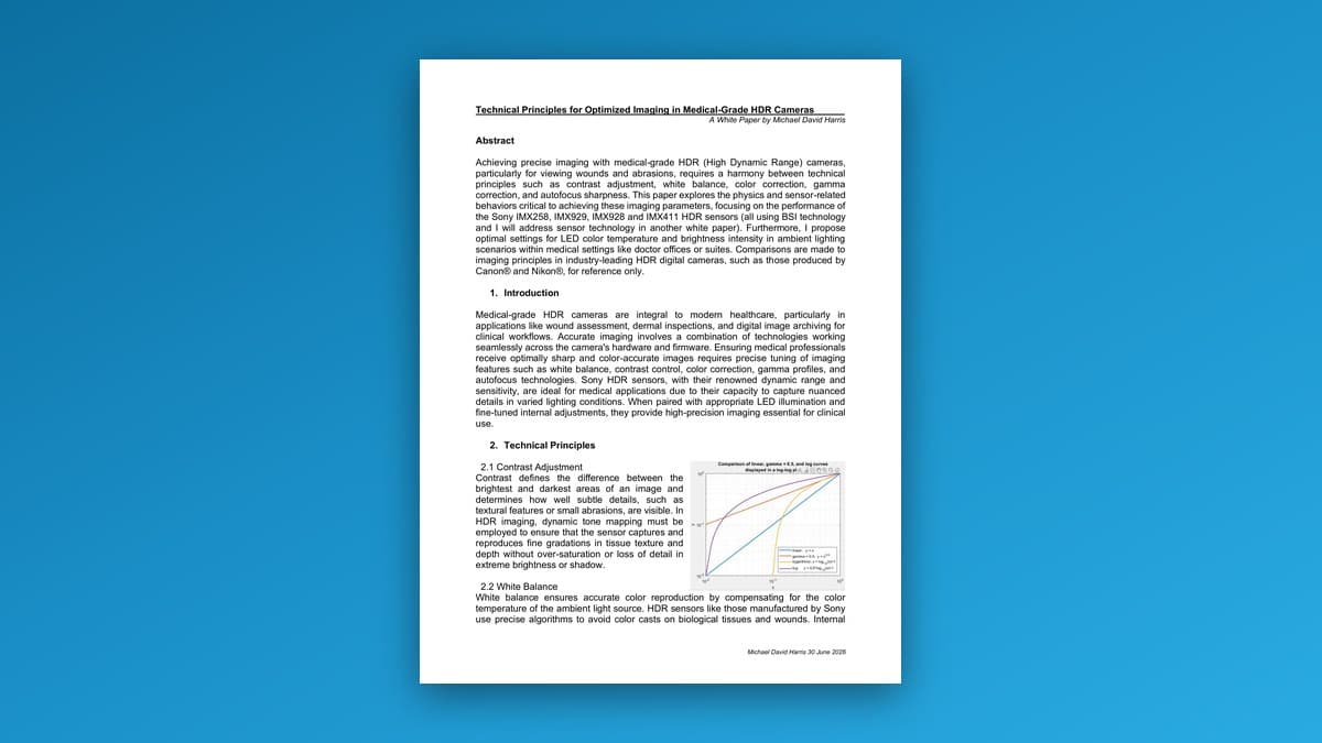 Technical Principles for Optimized Imaging in Medical-Grade HDR Cameras